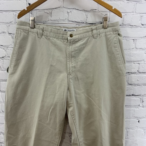 Columbia Pleated Pants Mens Sz 36 Khaki Beige Dress Slacks - Picture 2 of 11